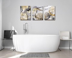 Gold Abstract Wall Art 3 Pieces Modern Framed Artwork Black and White Grey Go…