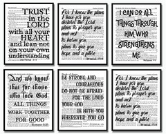 Bible Verses Wall Decor Art Prints – Set of 6 Biblical Scripture Quotes Frames