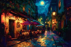 Cafe Terrace At Night Pop Art Canvas Home Decor Wall Art Posters Prints Painting