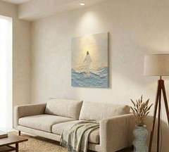 KKJ Jesus Walking On Water Canvas 16″L x 12″W, Blue