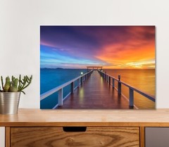 Landscape Of Wooded Bridge 5mm thick Plastic Poster Ready to Hang 60x45cm