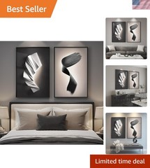 Modern 2-Piece Black and White Wall Art Set, Perfect for Living Room and Bedroom
