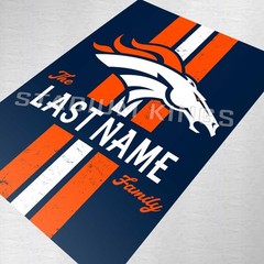 Personalized Denver Broncos Family Name Football Poster Art Print- 11×17 inches