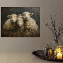 Canvas Wall Art 3 SHEEP Primitive Rustic Farmhouse 12 x 16 Unframed 904