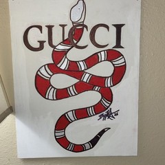 Gucci Snake Art Print Red White Black Contemporary Poster Vertical