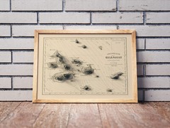 Galapagos Map, Galapagos 2D Relief Map, Ecuador Vintage Map – 2D Flat Print