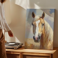 Golden Grace Horse Canvascreamy Portrait With Flowing White Mane Wall Art