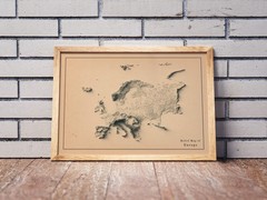 Europe Map, Europe 2D Relief Map, Europe Vintage Map – 2D Flat Print