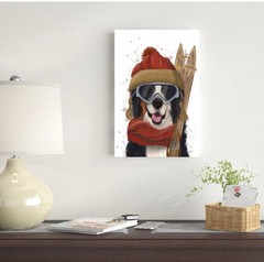 Bernese Mountain Dog Ski Wall Art On Wrapped Canvas 18×12 in