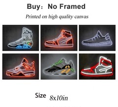 6Pcs Neon Effect Sneakers Wall Art Teen Art Posters Prints Fashion Trendy Neo…