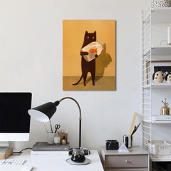 Funny Black Cat Wall Art Canvas Print Cute Cat Poster for Bedroom Decor