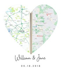 Personalized heart map Heart print Anniversary gift Map print wedding gift