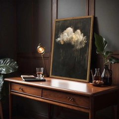 Dark Moody Cloud Wall Art, Vintage Cloud Rain Wall Decor Paintings… 12×16 inch
