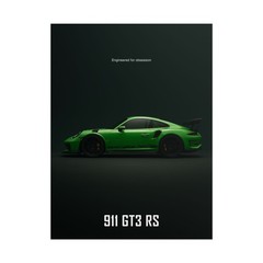 Porsche 911 GT3 RS Poster – Green Track Supercar Wall Art Print, Racing Decor