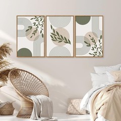 Boho Sage Green Framed Canvas Wall Art, Mid Century Modern Wall Decor, Large …