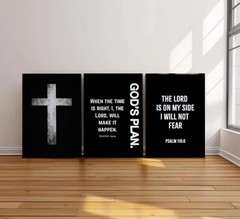 3Pcs Jesus Cross Canvas Wall Art Black and White Scripture Poster Christian I…