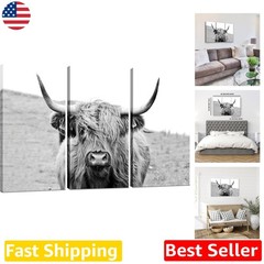High-Resolution Highland Cow Canvas Art 3 Piece 24×36″ Western Living Room