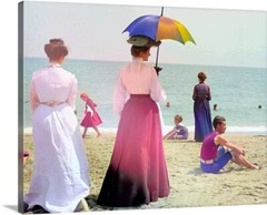 Ladies On Beach 1900 Fashion Wear Art Print Gallery Canvas Wrap Wall Art