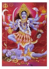 Maa Kali BEST SELLER Golden Zari Art Work Poster Without Frame (24 X 36 Inch)
