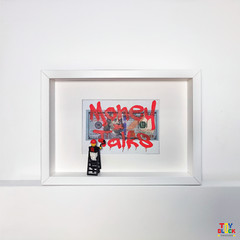 Office Money 3D Wall Art, Shadow Box Frame with Hand-Painted Graffiti & Minifig