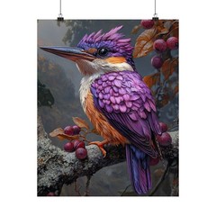 Lilac Cheeked Kingfisher Bird Art Print Poster, Wildlife Home Decor