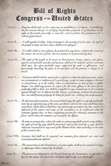 Bill of Rights The United States of America Historical Document Poster 12×18