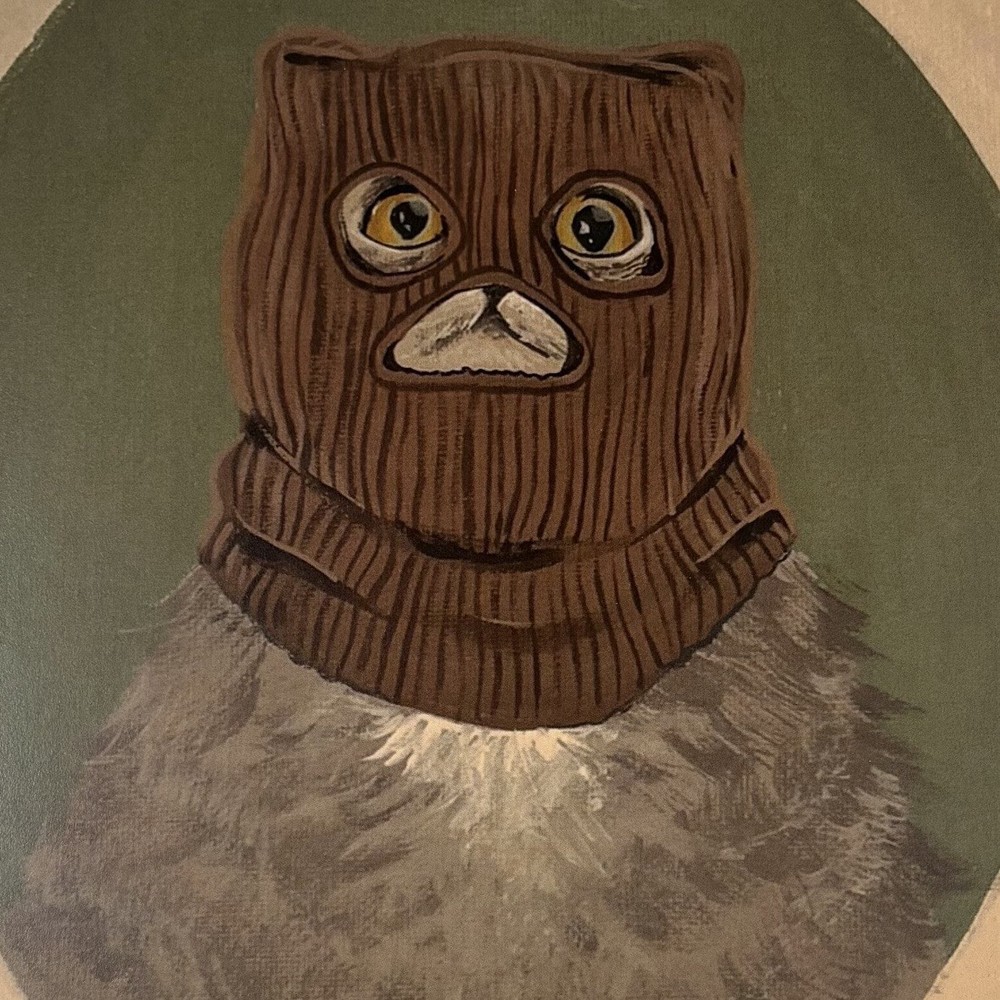 Cat Kitten Ski Mask Balaclava Art Print Surreal Whimsical Funny Humor Wall Decor