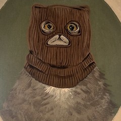 Cat Kitten Ski Mask Balaclava Art Print Surreal Whimsical Funny Humor Wall Decor