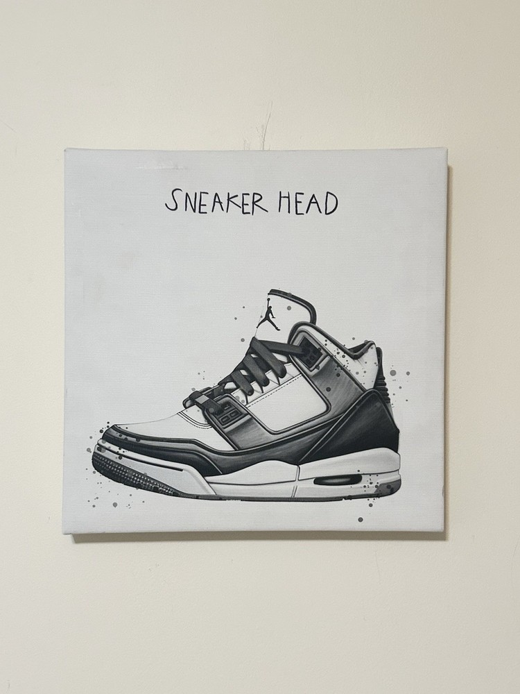 Notoriart Nike Air Jordan Canvas Print Wall Art / Frame 12”x 12” Black White