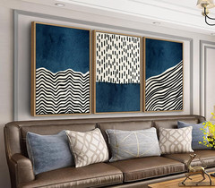 Framed Wall Art Canvas Set Mid Century Boho Picture Modern Abstract Geometric Li