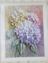 3D Texture Hydrangea Flower Printed on Canvas 11.7 in x 15.7 in without Frame