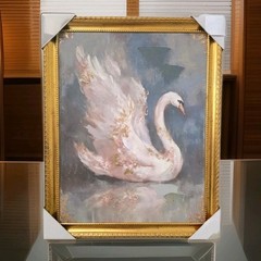 Swan Framed Painting Wall Art New Viral TikTok 20 in x 16in Cottagecore Romantic