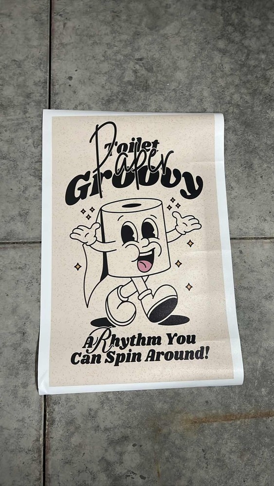 2A Retro Groovy Toilet Paper Wall Art Print Funny Bathroom Decor Poster