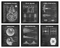 Star Wars Wall Art – 6 Prints (8×10 in.) with FRAMES – Room Decor Starwars Gift