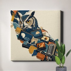 Owl filmmaking collage storyboard frames Canvas Print creative bird art