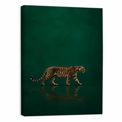 Emerald Leopard Canvas Art Walking Water Reflection Custom Gift