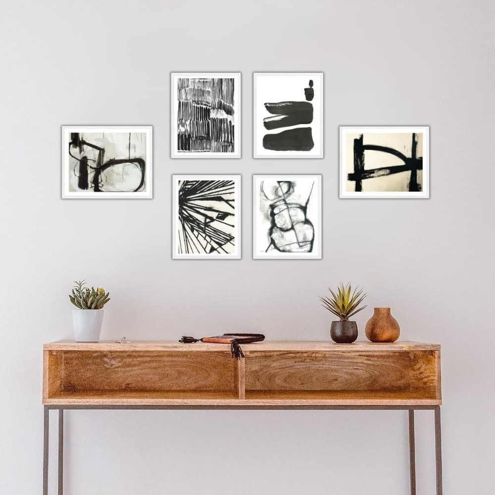 BRIGHTLANE Brushy Neutrals Artwork Set 6 11×14 In Unframed Prints for Wall