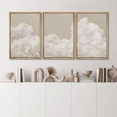 Wall26 Wall Art Framed Canvas Prints Set – Serene Sky Filled with Fluffy Cloud