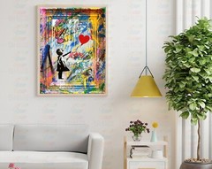Banksy – Girl With Balloon Art Print, Mounted Canvas, Framed, Acrylic