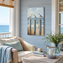 Ocean, seagull canvas wall art coast beach seaside bird poster print gallery …
