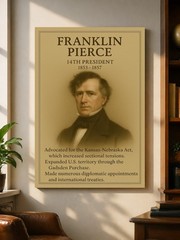 Franklin Pierce Vintage Portrait USA History Wall Art 14th President Print