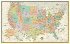 RMC 32″ x 50″ United States Wall Map Classic Series Earth Tone Wall Mural Decor