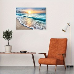 Canvas Art Ocean Beach Sunset Wave Seascape Minimal Wall Decor