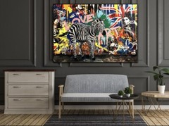 Pop Art Canvas Wall art Music Crowded Colorful Graffiti Mural Wall decor