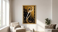 Art Deco Woman Poster Gold Black 1920s Gatsby Roaring Twenties Wall Art Print