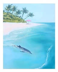 Tropical Beach Dolphin Wall Art for Home Decoration Impressionist Na