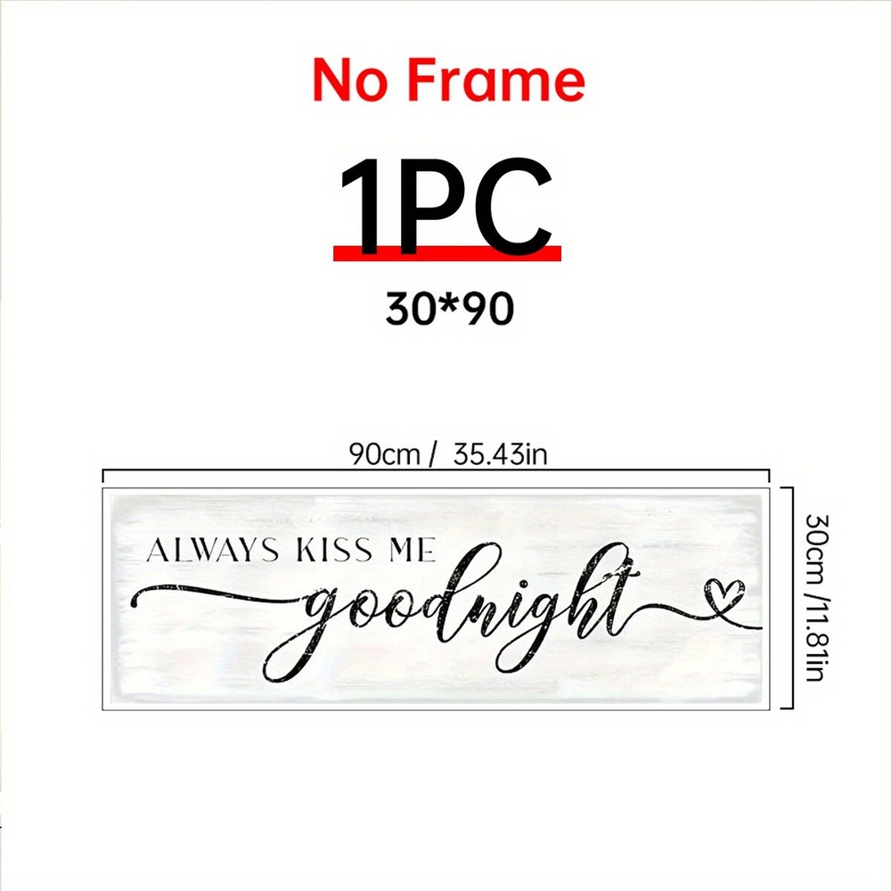 1pc Frameless Always Kiss Me Goodnight’ Vintage Style Canvas Art Prints