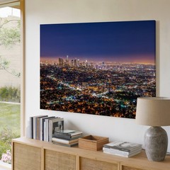 Los Angeles City Skyline Night Lights Canvas Wall Art Urban Landscape Print