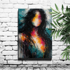 Graffiti Drip Expressionist Portrait Abstract Wall Art Print Color Blocks