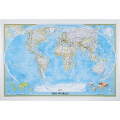 Craig Frames Classic World Push Pin Travel Map with Pins – 24 x 36